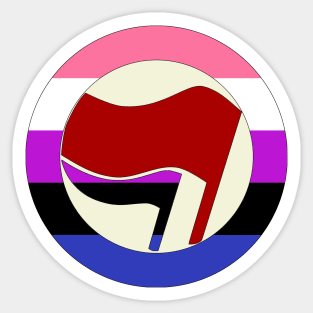 Genderfluid Antifascist Action Sticker